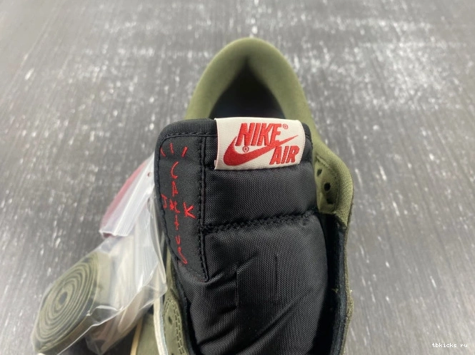 Rep TB DM7866-002 'BLACK SP JORDAN LOW AIR 1 TRAVIS SCOTT OG X OLIVE' 0714